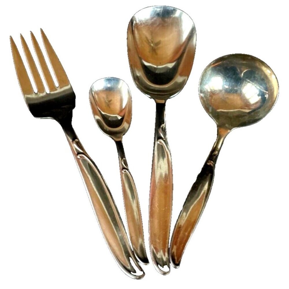 Hostess Set 1958 Sweep Pattern by William Rogers IS 4 Pc Set Ladle Meat Fork +